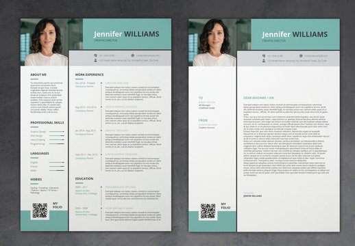 Modern Resume Layout with Turquoise Accents