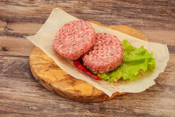 Raw beef cutlet for burger