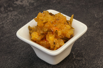 Relish sauce with cucumbers and mustard