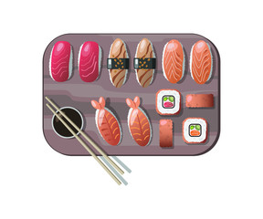 sushi and chopsticks