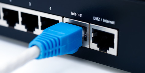 LAN network and internet connection, Ethernet RJ45 cable plug to lan port,modem router.