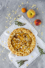 Homemade tart galette with peaches