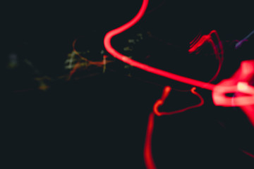 Driver's cockpit ; speedometer on dashboard - colorful light in black, copy space for your abstract...