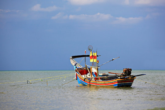 Kolek Boat or Malayan canoe often rigged with a rectangular sail 