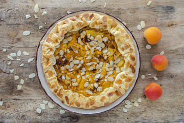 Homemade tart galette with peaches