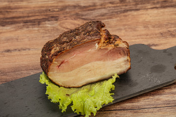 Homemade Smoked pork peat with spices