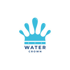 Blue Crown and Water Sea Waves design template vector logo design