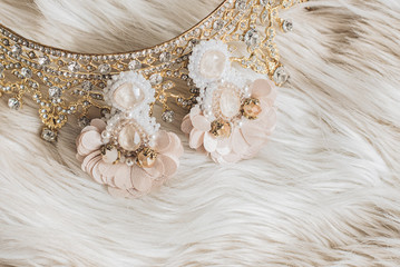 pearl necklace and earrings