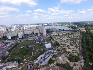 Panoramic view of Kiev at spring (drone image).