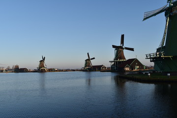 Fototapeta na wymiar windmill in beautiful Zaanse Schans