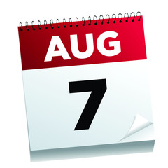 August 7th on a calendar page - illustrated. 