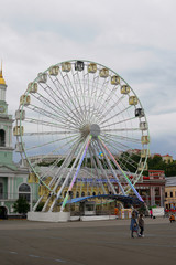 Fototapeta premium Wheel review on Kontraktova square Kiev Ukraine