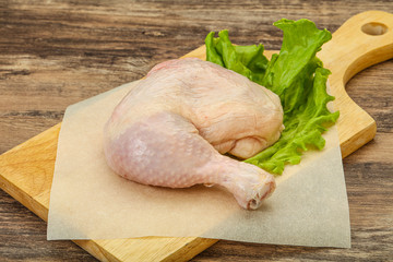 Raw chicken leg for cooking
