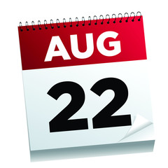 August 22nd on a calendar page - illustrated. 