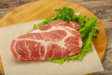 Raw pork meat neck steack