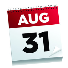 August 31st on a calendar page - illustrated. 