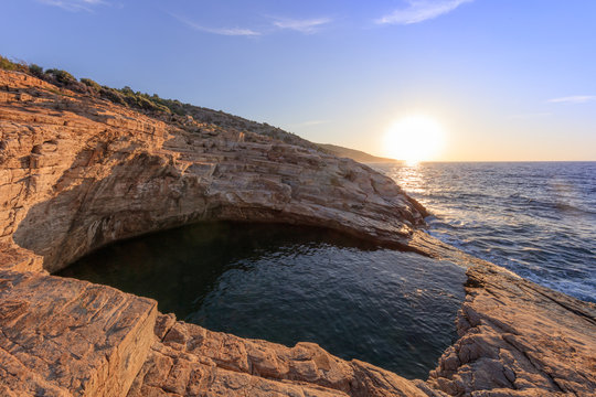Giola, natural sea water pool. Thassos island