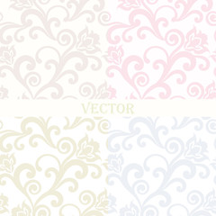 Seamless vintage sets. Floral pattern with ornate ornaments, art Deco and Damask style, pastel shades of the background in the vector. Art print, delicate Wallpaper