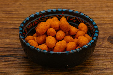 Spicy peanut heap in the bowl