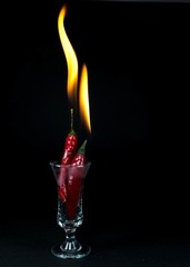 Red hot chilies on fire 