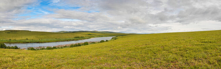 Fototapeta na wymiar Summer tundra on the Yamal Peninsula.