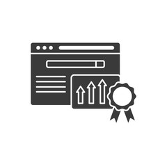 Website ranking glyph black icon. Engine optimization growth sign. SEO success vector pictogram. Pictogram for web page, mobile app, promo. UI UX GUI design element.