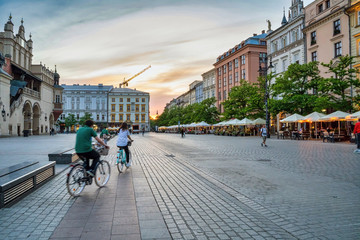 Bikes in Main square, Krakow, Poland 
The picture is taken in May 2020 at the time of Covid-19...