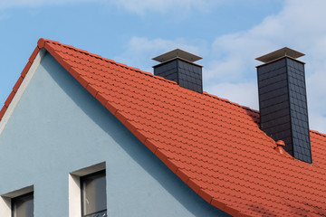 red roof with chimney