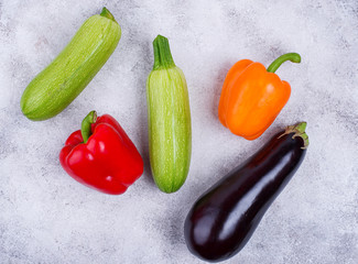 Eggplant, zucchini and bell pepper