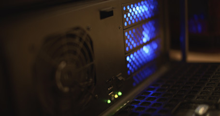 Computer actively processing big amounts of data