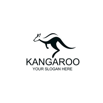 abstract jumping kangaroo icon isolated on white background