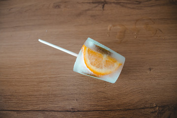 frozen iced orange crushed ice cream turquoise and orange