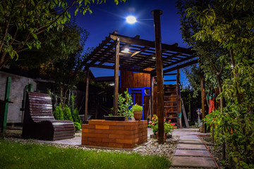 my personal backyard at night