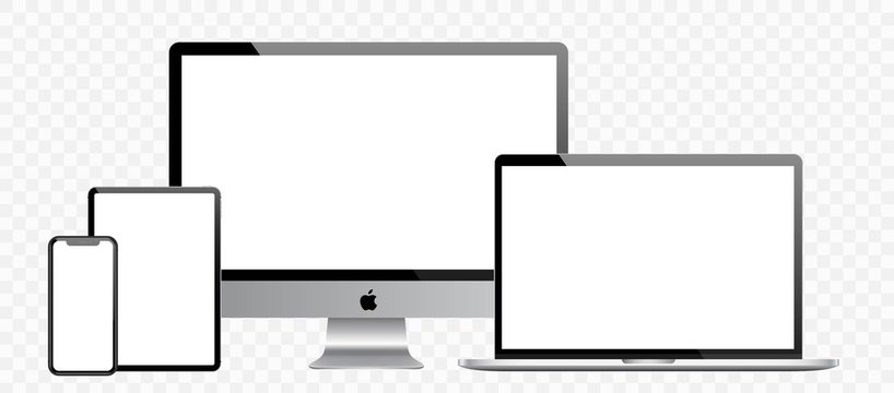 Set Of Computer, Laptop, Tablet And Phone In Realistic Vector Style.