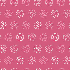 Vector nature pattern in pink. Simple doodle flowers made into geometric repeat. Great for background, wallpaper, wrapping paper, packaging, fashion.
