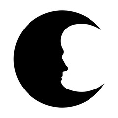 Moon face silhouette. Retro Style, Astrology symbol.