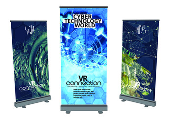 Roll-up banner design, abstract technology concept 