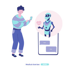 Medical chat-bot, Flat vector illustration. Medical internet assistant