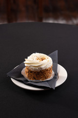 Different pastries served on crockery