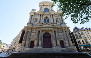Fototapeta na wymiar St-Gervais-et-St-Protais Church of Paris located on Place Saint-Gervais in the Marais district, east of City Hall of Paris.