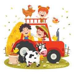 Funny Kid And A Tractor © yusufdemirci