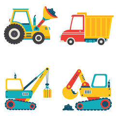 Set Of Various Construction Machines