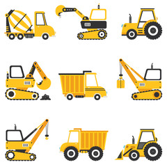 Set Of Various Construction Machines