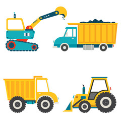 Set Of Various Construction Machines