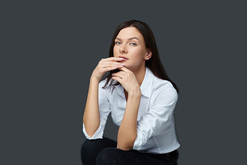 photo session of a girl with different emotions