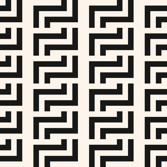 Vector geometric seamless pattern with lines, meanders, chain, grid, net. Traditional grecian motif ornament. Abstract black and white graphic texture. Simple monochrome background. Repeated design
