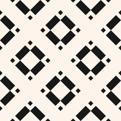 Vector geometrische naadloze patroon met ruiten, diamanten, vierkanten, florale vormen, tegels. Abstracte zwart-witte textuur. Minimale monochrome sieraad achtergrond. Herhaal ontwerp voor decor, textiel