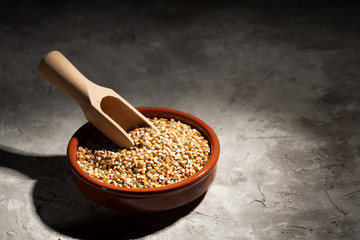 green buckwheat groats Isolated on white background
