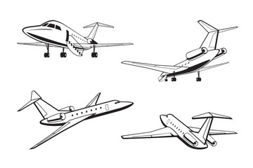 Fototapeta na wymiar Small passenger aircraft in perspective - vector illustration