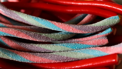 Different types of candy that give a beautiful color to the image.